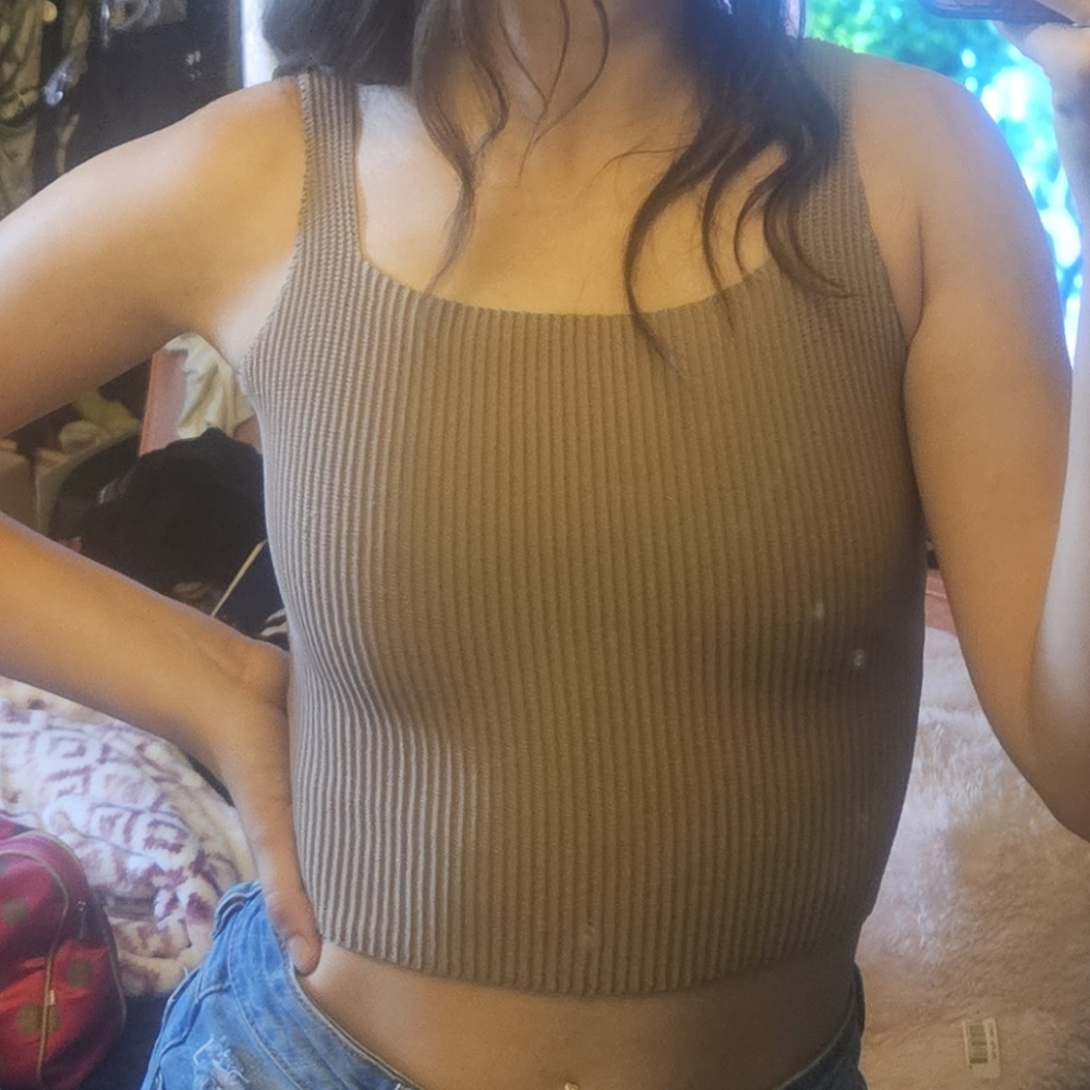 Windsor Ribbed Tank Top - Taupe